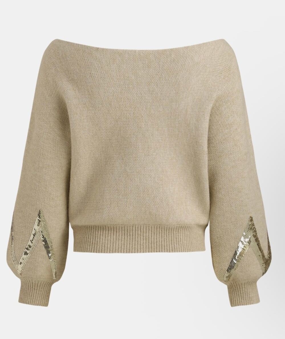 Cupshe x JoJo Gold Sequin Off Shoulder Sweater XS NWT